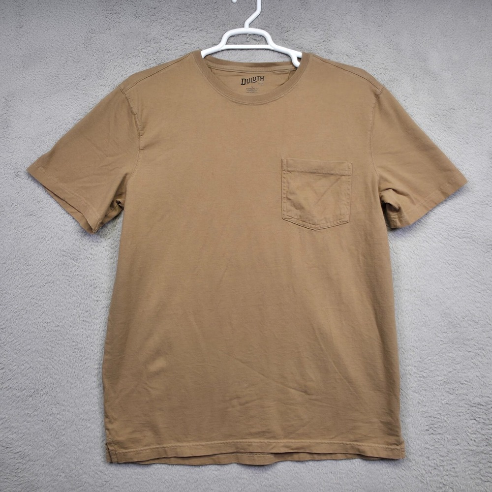 Duluth Shirt Men L Brown Short Sleeve Crew Neck Standard Fit Pocket Longtail Tee